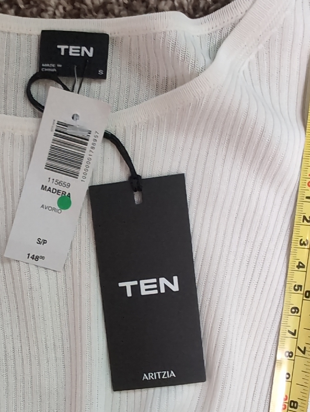 NEW Aritzia Ten Madera Cream Long Sleeve Ribbed Maxi Dress Size Small - Picture 11 of 15